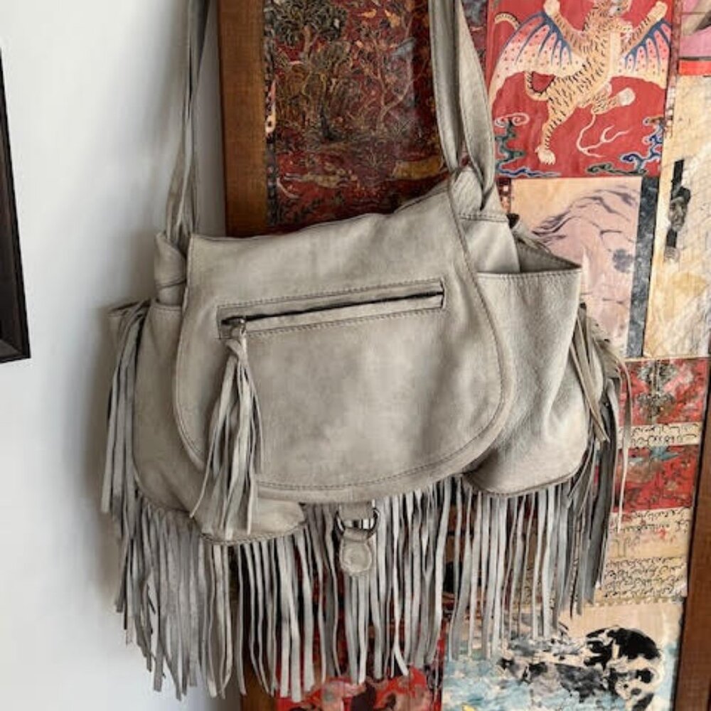 Cut n' Paste X Free People Distressed Fringe Saddle Bag